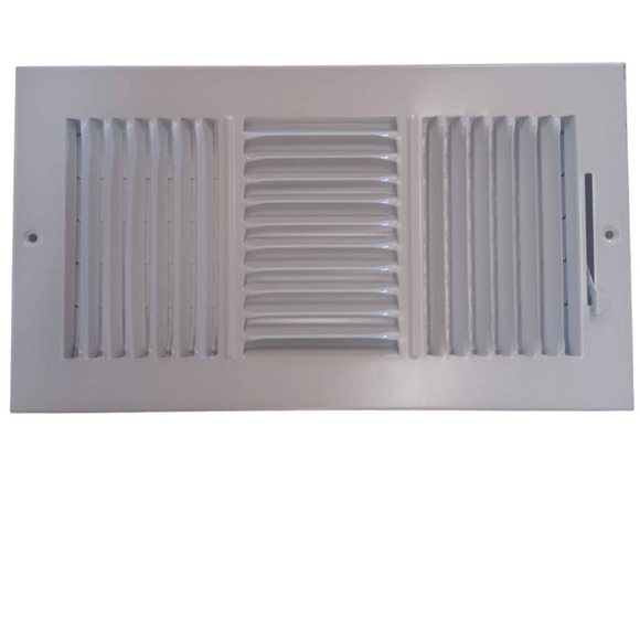 12" x 6" 3-Way Steel Wall / Ceiling Register Vent, White, No Cellophane Package - Picture 1 of 8